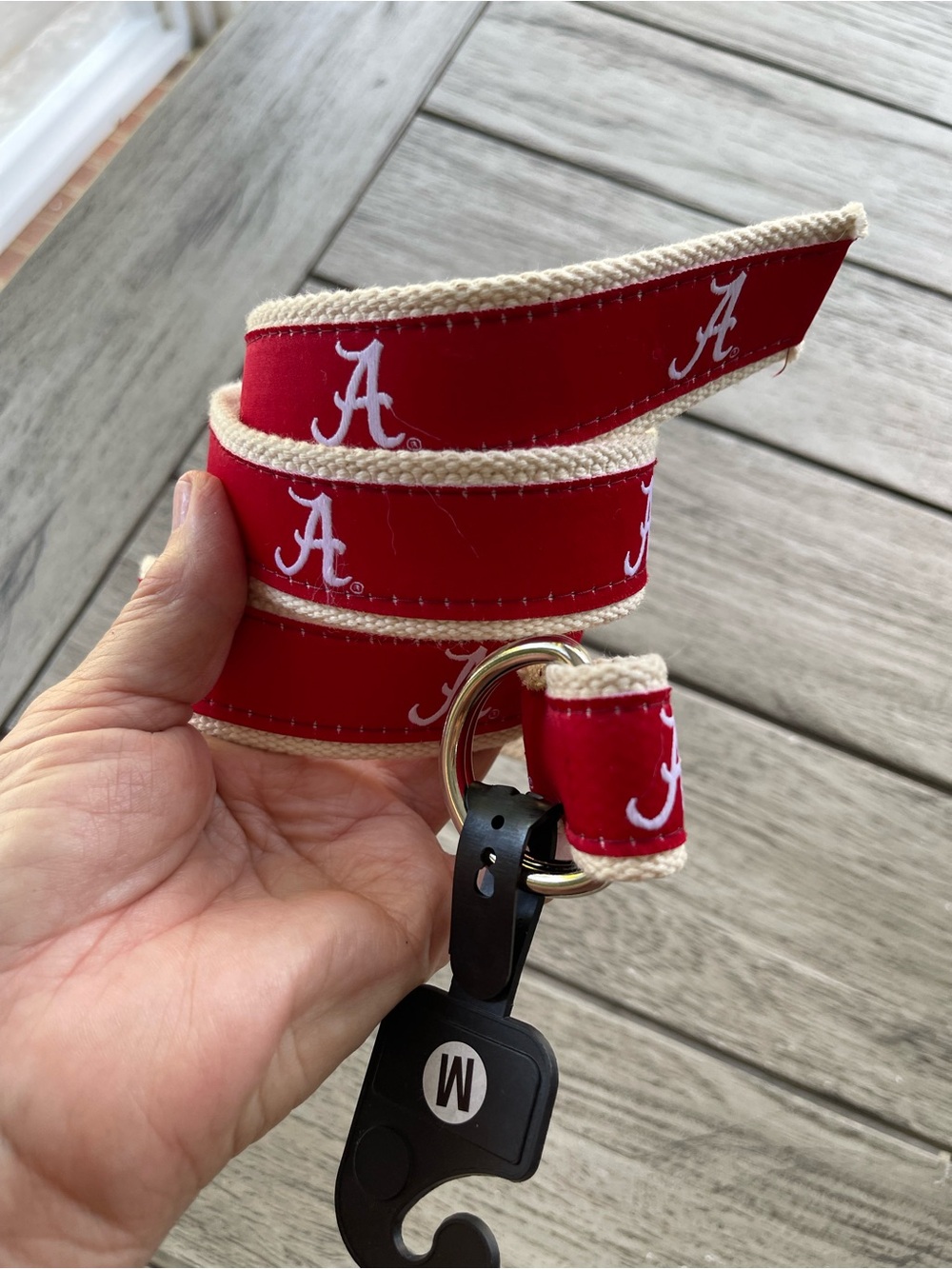 University of Alabama Crimson 'A' Logo Ribbon Canvas Belt Size Adult Medium
